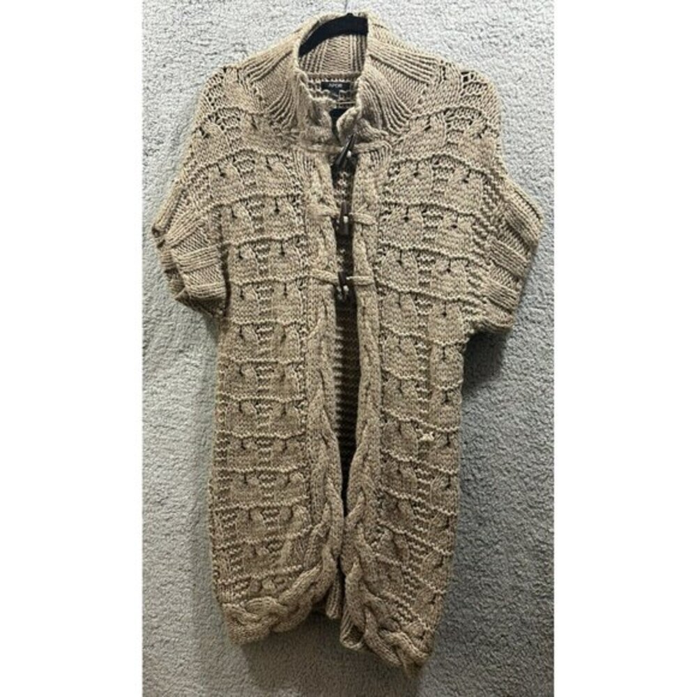 Apt 9 Tan Long Cable Knit Sweater With Toggle Closure Size Large